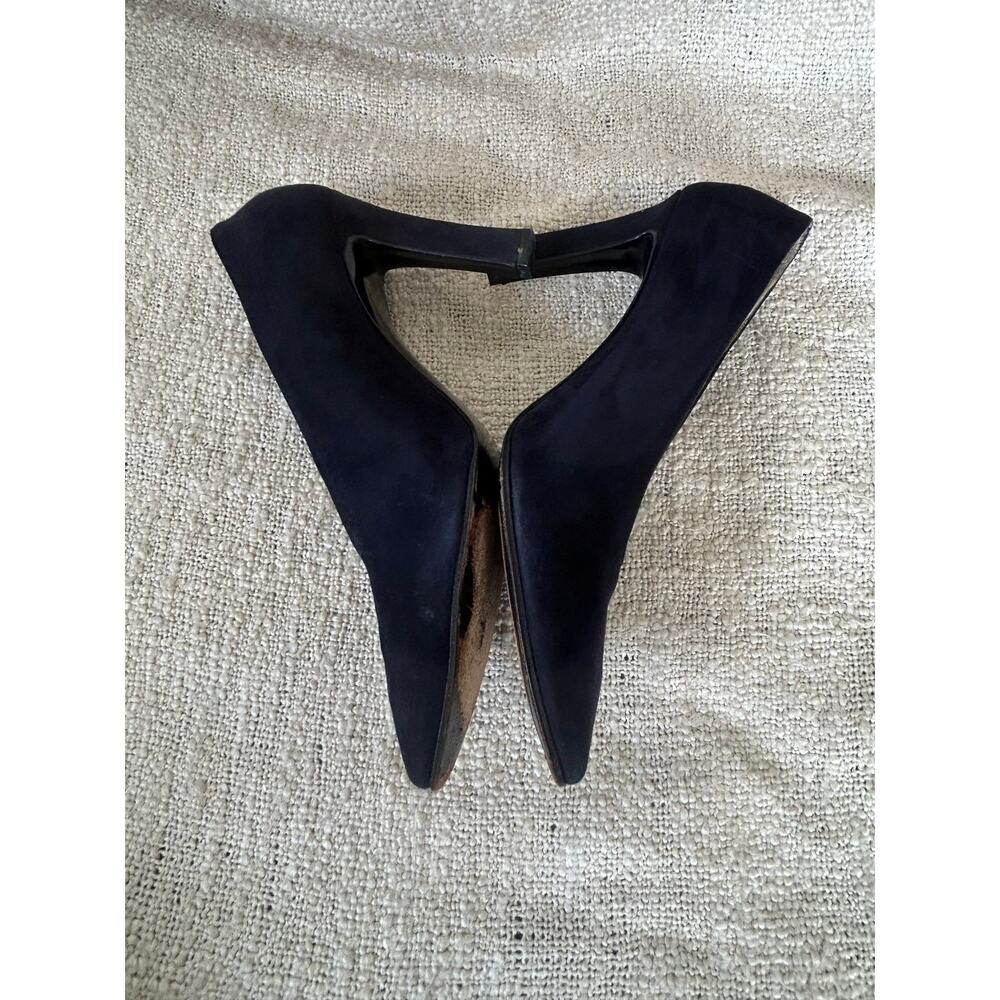 Vintage Yves Saint Laurent Navy Blue Suede Pumps Size 6.5 - Picture 7 of 9